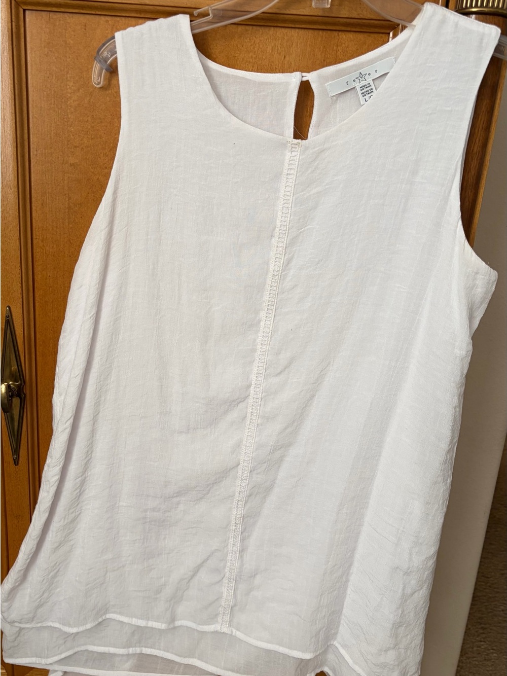 Fever White Sleeveless Linen Blouse